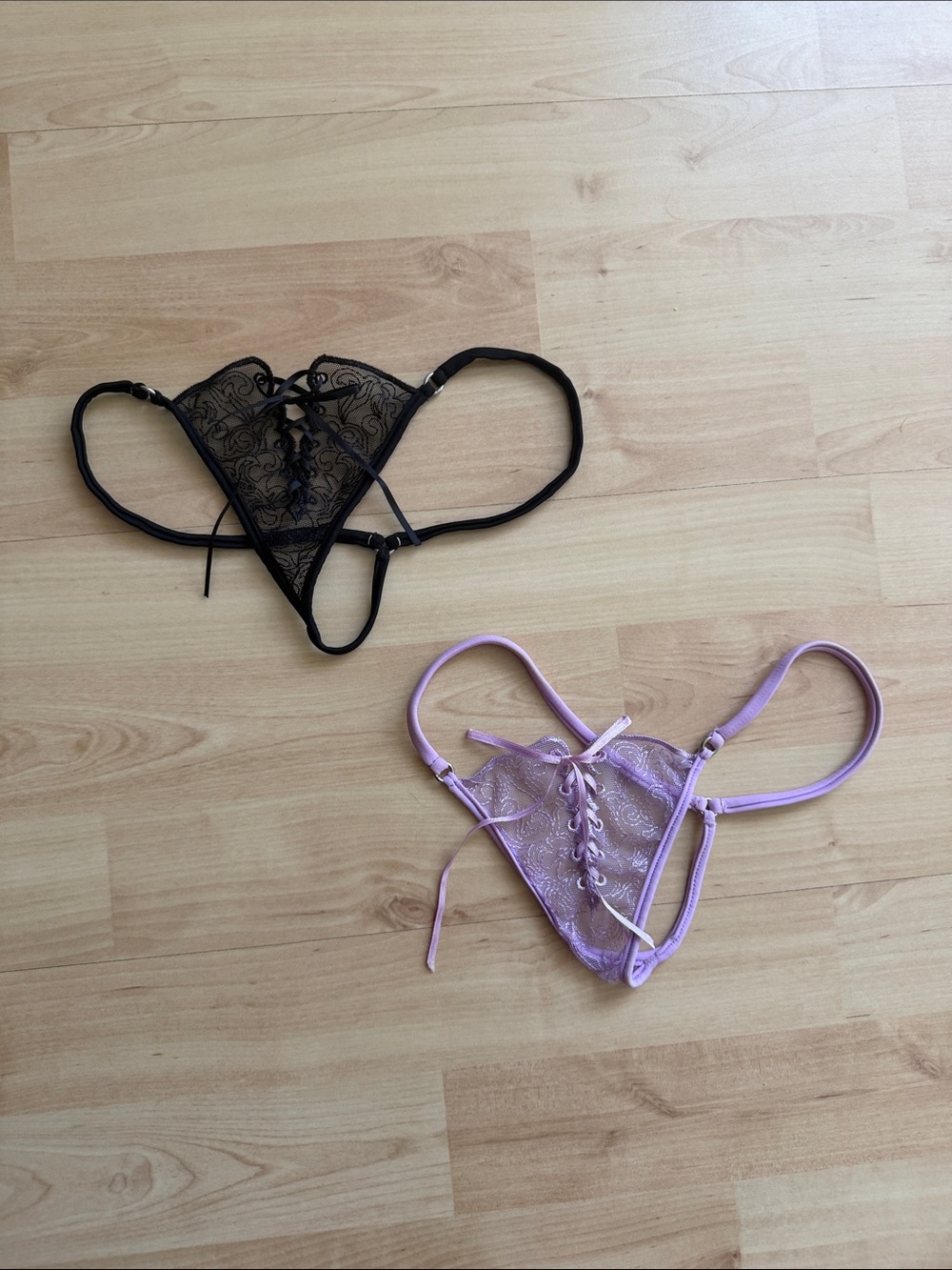 Wicked Weasel 659 Lace Up Thong Knickers 2 Pc Set